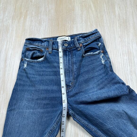Abercrombie & Fitch 90s Ultra High Rise Straight Leg Blue Jeans Distressed 26 - Picture 6 of 14